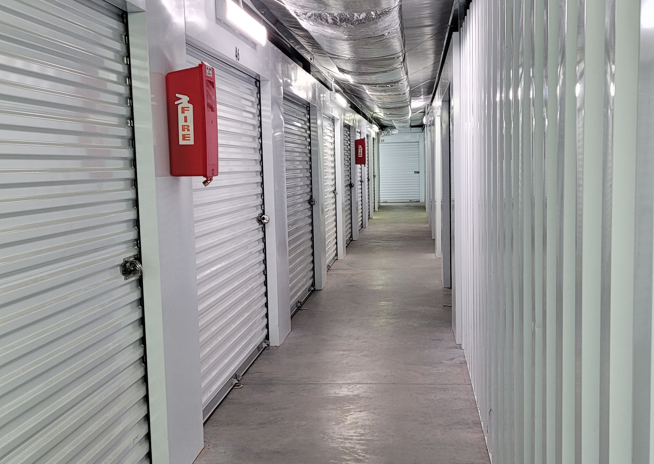 hallway of indoor access self storage units